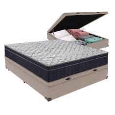 Conjunto Viúvo Cama Bege Box Baú Colchão Firme Ortobom D45 Cor:bege