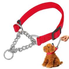 Coleira Nylon Aço Elo Torcido Pet Resistente Grande Porte