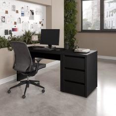 Mesa de Escritório com Gaveteiro 170cm Ficus Cabecasa Madeiramadeira Preto