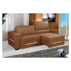 Sofá Retrátil e Reclinável 2.10m ESTILO ESTOFADOS - CHAYENE com SoftGel D33 Linho "Terracota"