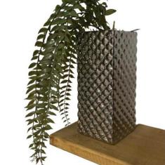 Vaso Alto Prata Trabalhado Com Planta Artificial Caída