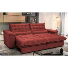 Sofá Retrátil e Reclinável 2,52m com Molas Ensacadas Cama inBox Aconch