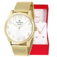 Relógio Feminino Champion Analógico Dourado Pulseira Mesh CN26019B Col