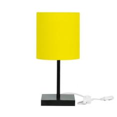 Abajur Eros Cilindrico Amarelo Base Toda Preta Quadrada - MARRYLUZ