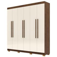 Guarda Roupa Casal Elegance 6 Portas Imbuia Champanhe Vila Rica
