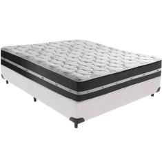Cama Box Branco E Colchão Classic Preto Molas Ensacadas Casal Anjos