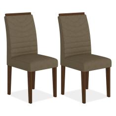 Conjunto 2 Cadeiras Lima Imbuia/ Cappuccino  - Móveis Arapongas