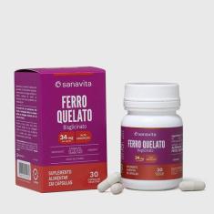 Ferro Quelato cápsulas Sanavita Bisglicinato alta absorção, Vitamina