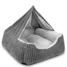 Cama de Cachorro GASUR com Capuz - Cobertor Retangular Cinza