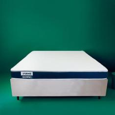 Cama Box Queen com Colchão Guldi Duplo Plus D28 Azul e Natural