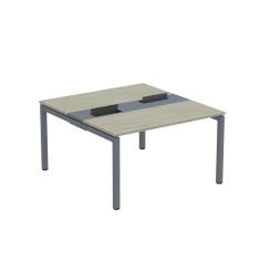 Mesa Plataforma Dupla Com Pé De Aço Para Coworking 130x140-2p Pdc13-14-2p Nogueira Casablanca-grafito