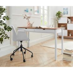 Escrivaninha De Madeira Maciça 2 Gavetas 140cm Coleção Gava Branco Lavado-marrom Yucatán