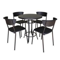 Kit Café Bar 1 Mesa e 4 Banquetas Linha Smart Preto - Design Office Mó