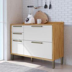 Balcão de Cozinha 120cm com 2 Portas Basculantes 3 Gavetas e Tampo 100