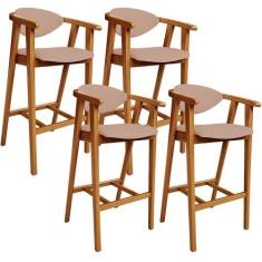 Kit 04 Banquetas Alta Para Cozinha Bancada Bar Sala de Jantar Fixa Cec
