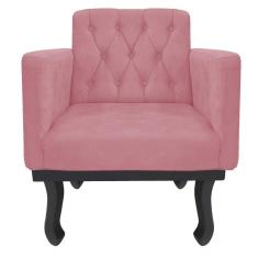 Kit 2 Poltronas Classic Pés Luís Xv Suede Rosa Bebê