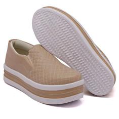 Tênis Slip On Feminino Liso Moda Casual Calce Fácil Linha Conforto Mod