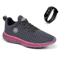 Tênis Feminino Esporte Asc Caminhada Academia Treino Leve Conforto + Relógio-Feminino