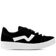 Tenis Via Marte Cordão Preto E Branco-Feminino