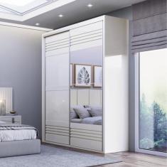 Guarda Roupa com Espelho 2 Portas de Correr 2 Gavetas 179cm 100% MDF -