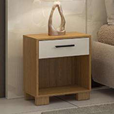 Mesa de Cabeceira  1 Gaveta 100% Mdf W343 Freijó/off White - Dalla Costa