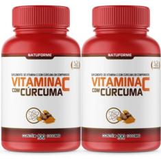 Vitamina C Com Curcuma 2 Frascos 100 Comp 1000Mg - Natuforme
