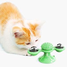 Honorall Interativo Gato Moinho de Vento Brinquedo Giratório Eletrônico Inteligente Gato Teasing Toy Pet Molar Mordida Brinquedo Escova de Cabelo Apropriado para Gatos de Estimação Gatinho