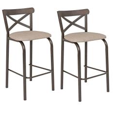 Conjunto 2 Banquetas para Cozinha Assento Anatômico Paris Bronze/Bege