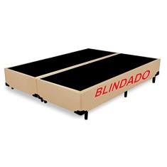 Base Box Queen Bipartido Blindado Sintético Bege