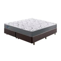 Cama Box King Reforçado 193x203x38cm e Colchão Adapto Molas Ensacadas Marrom