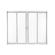 Janela de Alumínio de Correr 100x120cm 4 Folhas 2 Fixas com Grade e Vidro Liso Linha Soft MGM Branco