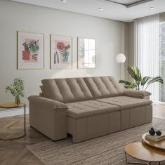 Sofá Cama Retrátil e Reclinável 4 Lugares 280cm em Veludo com Molas Palmeira Cabecasa Madeiramadeira Castor