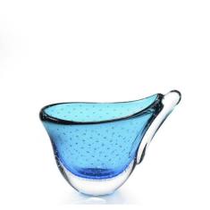 Vaso Em Cristal Murano Azul Com Esmeralda - São Marcos