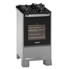 SUGGAR FOGÃO BEST GRILL PRATA 110V MESA DE VIDRO 4 BOCAS GRILL NO FORNO TRIPLA CHAMA TREMPES FERRO FUNDIDO FGV407PRIX1