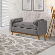 Recamier Italia 1,50m Com Base Madeira Linho Sofatec Grafite