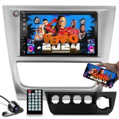  kit com central multimidia mp5 com espelhamento android ios + moldura
