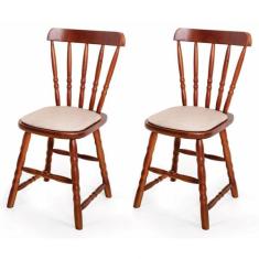 Kit 2 Cadeiras Madeira Maciça Estofadas - DEISS