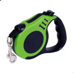Coleira Guia Retrátil Para Cachorros pet 3 Metros, Verde
