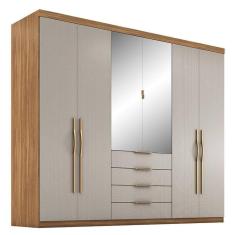 Guarda Roupa Casal Giardino 6 Portas 4 Gavetas Amêndola Nude  Com Espelho - Demóbile Amêndola Nude