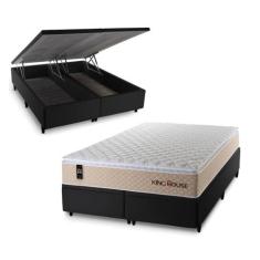 Conjunto Box Baú Alford Bege 193x203x73 c/ Molas Ensacadas - King Hous