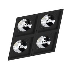 Spot Quadruplo Embutir Quadrado Recuado Preto Para Ar111 Gu10 - Delis