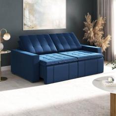 Sofá Cama Retrátil e Reclinável 3 Lugares 220cm em Veludo Palmeira Cab