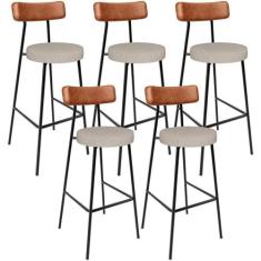 Kit 05 Banquetas Alta Bar Cozinha Sala De Jantar Milão L02 material si