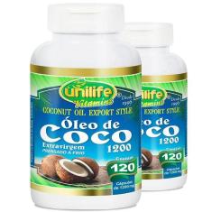 Kit 2 Óleo De Coco Extra Virgem 120 Cápsulas Unilife