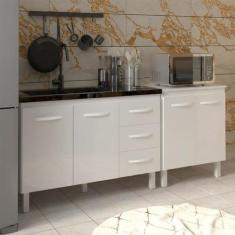 Armário Cozinha Gabinete Pia de 120 cm Bruna e Balcão Jane para Forno 