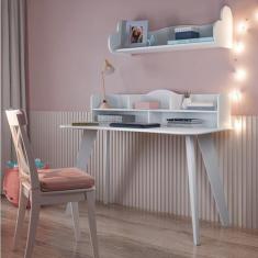 Escrivaninha Mesa Escritório com Prateleira de Parede 1200cm Sofia - E