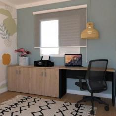 Escrivaninha Mesa Escritório 100cmx47cm com Armário Baixo 4 Portas 100