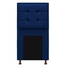 Cabeceira Copenhague 100 cm Solteiro Suede Azul Marinho