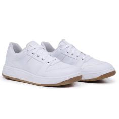 Tênis Feminino Cadarço Sola Reta Cano Curto Conforto Casual