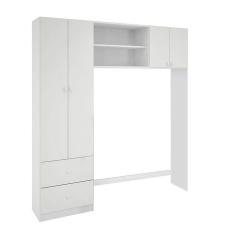 Guarda Roupa Infantil Ternura 4 Portas e 2 Gaveta para Quarto de Bebê Cor Branco Brilho - Peternella Móveis